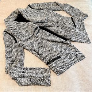 Club Monaco Tweed Jacket Leather Trim Small